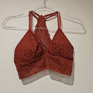 Aerie Lace Halter Bralette, Size Small, Orange